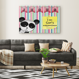 Hope Inspiring Nursery & Kids Bedroom Framed Canvas Wall Art - I Am God's Masterpiece ~Ephesians 2:10~ (Design: Panda 1)