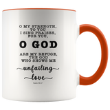 Typography Dishwasher Safe Accent Mugs - God Is My Defense, My God Of Mercy ~Psalm 59:17~