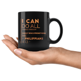 Bible Verses Black Mugs - Philippians 4:13 (Design 20) - Meditate Healing Christian Store