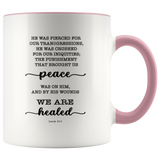 Typography Dishwasher Safe Accent Mugs - With His Stripes, We Are Healed ~Isaiah 53:5~