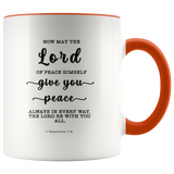 Typography Dishwasher Safe Accent Mugs - The Lord Gives Peace ~2 Thessalonians 3:16~