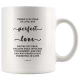 Typography Dishwasher Safe Accent Mugs - Perfect Love Expels Fear ~1 John 4:18~