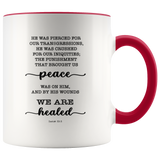 Typography Dishwasher Safe Accent Mugs - With His Stripes, We Are Healed ~Isaiah 53:5~