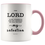 Typography Dishwasher Safe Accent Mugs - He Has Become My Salvation ~Psalm 118:14~