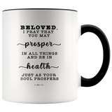 Typography Dishwasher Safe Accent Mugs - Prosper In All Things & Be In Health ~3 John 1:2~