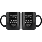 Typography Dishwasher Safe Black Mugs - No More Condemnation ~Romans 8:1~