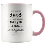 Typography Dishwasher Safe Accent Mugs - The Lord Gives Peace ~2 Thessalonians 3:16~
