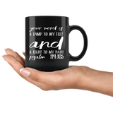 Bible Verses Black Mugs - Psalm 119:105 (Design 9) - Meditate Healing Christian Store