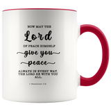 Typography Dishwasher Safe Accent Mugs - The Lord Gives Peace ~2 Thessalonians 3:16~