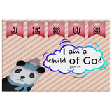 Hope Inspiring Nursery & Kids Bedroom Framed Canvas Wall Art - I Am A Child Of God ~John 1:12~ (Design: Panda 2)