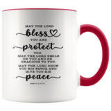 Typography Dishwasher Safe Accent Mugs - The Lord Gives You Peace ~Numbers 6:24-26~