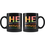 Bible Verses Dishwasher Safe Black Mugs - Psalm 91:4 Design 4