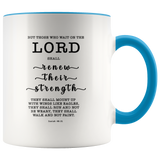 Typography Dishwasher Safe Accent Mugs - The Lord Renew My Strength ~Isaiah 40:31~