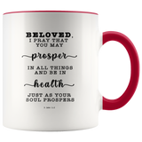 Typography Dishwasher Safe Accent Mugs - Prosper In All Things & Be In Health ~3 John 1:2~