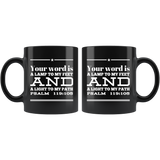 Bible Verses Black Mugs - Psalm 119:105 (Design 10) - Meditate Healing Christian Store