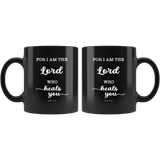Typography Dishwasher Safe Black Mugs - The Lord Who Heals You ~Exodus 15:26~