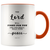 Typography Dishwasher Safe Accent Mugs - The Lord Will Fight For You ~Exodus 14:14~