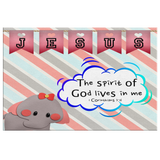 Hope Inspiring Nursery & Kids Bedroom Framed Canvas Wall Art - Spirit Of God Lives In Me ~1 Corinthians 3:16~ (Design: Elephant)