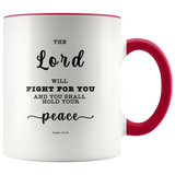 Typography Dishwasher Safe Accent Mugs - The Lord Will Fight For You ~Exodus 14:14~
