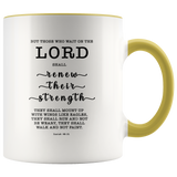 Typography Dishwasher Safe Accent Mugs - The Lord Renew My Strength ~Isaiah 40:31~