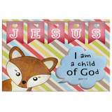 Hope Inspiring Nursery & Kids Bedroom Framed Canvas Wall Art - I Am A Child Of God ~John 1:12~ (Design: Fox)