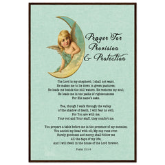 Museum-Quality Premium Wooden Framed Poster | Prayer for Provision & Protection ~Psalm 23:1-6~ (2 Designs - Angel)