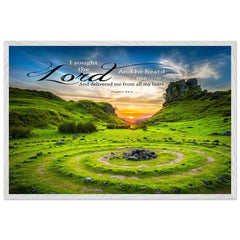 Museum-Quality Premium Wooden Framed Poster | The Lord Delivered Me From All My Fears ~Psalm 34:4~