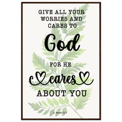 Minimalist Typography Framed Poster | Casting Your Care Upon Him ~1 Peter 5:7~ (5 Designs)