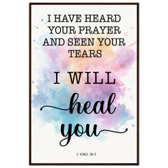 Minimalist Typography Framed Poster | Surely I Will Heal You ~2 Kings 20:5~ (5 Designs)