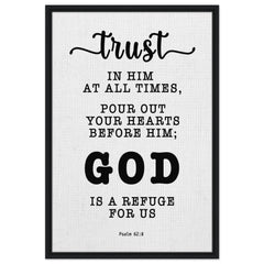 Minimalist Typography Framed Canvas | God Is A Refuge For Us ~Psalm 62:8~ (5 Designs)