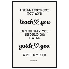 Minimalist Typography Framed Poster | My Lord My Guide ~Psalm 32:8~ (5 Designs)