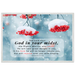 Museum-Quality Premium Wooden Framed Poster | God In Your Midst ~Zephaniah 3:17~