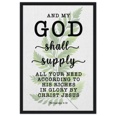 Minimalist Typography Framed Canvas | My God Shall Supply All My Needs ~Philippians 4:19~ (5 Designs)