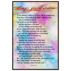 Museum-Quality Premium Wooden Framed Poster | Prayer for Salvation ~Jonah 2:2-9~ (2 Designs - Watercolor)