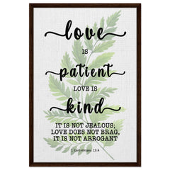 Minimalist Typography Framed Canvas | Love Is Patient Love Is Kind ~1 Corinthians 13:4~ (5 Designs)