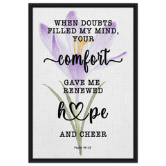 Minimalist Typography Framed Canvas | Your Comfort Delights My Soul ~Psalm 94:19~ (5 Designs)