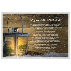 Museum-Quality Premium Wooden Framed Poster | Prayer for Protection ~Psalm 91:1-8~ (2 Designs - Lamp)