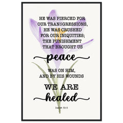 Minimalist Typography Framed Poster | With His Stripes, We Are Healed ~Isaiah 53:5~ (5 Designs)