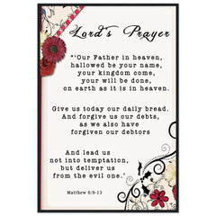 Museum-Quality Premium Wooden Framed Poster | Lord's Prayer ~Matthew 6:9-13~ (2 Designs - Floral Frame)