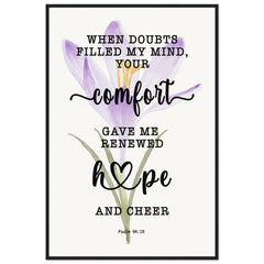Minimalist Typography Framed Poster | Your Comfort Delights My Soul ~Psalm 94:19~ (5 Designs)