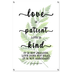 Minimalist Typography Acrylic Print | Love Is Patient Love Is Kind ~1 Corinthians 13:4~ (5 Designs)