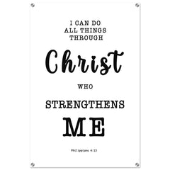 Minimalist Typography Acrylic Print | Christ Strengthens Me ~Philippians 4:13~ (5 Designs)