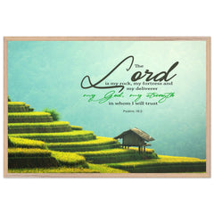 Museum-Quality Premium Wooden Framed Poster | The Lord Is My Rock & Fortress ~Psalm 18:2~