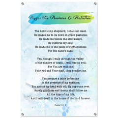 Contemporary Acrylic Print | Prayer for Provision & Protection ~Psalm 23:1-6~ (2 Designs - Feather)