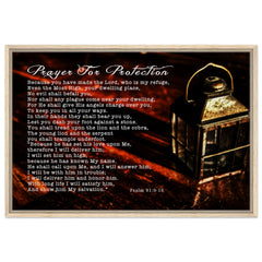Premium Quality Framed Canvas | Prayer for Protection ~Psalm 91:9-16~ (2 Designs - Lamp)
