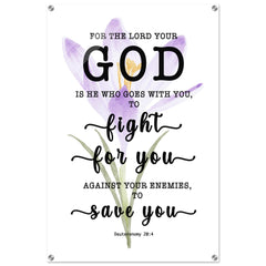 Minimalist Typography Acrylic Print | The Lord My God Saves Me ~Deuteronomy 20:4~ (5 Designs)