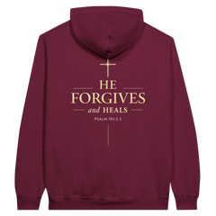 Premium Unisex Hoodie | He Forgives And Heals -Psalm 103:2-3 -