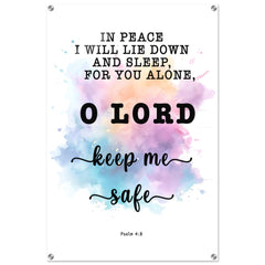 Minimalist Typography Acrylic Print | Lord Make Me Dwell In Safety ~Psalm 4:8~ (5 Designs)