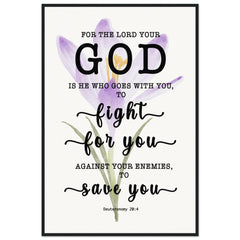 Minimalist Typography Framed Poster | The Lord My God Saves Me ~Deuteronomy 20:4~ (5 Designs)