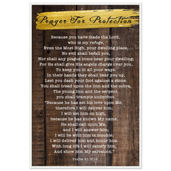 Museum-Quality Premium Wooden Framed Poster | Prayer for Protection ~Psalm 91:9-16~ (2 Designs - Wood)